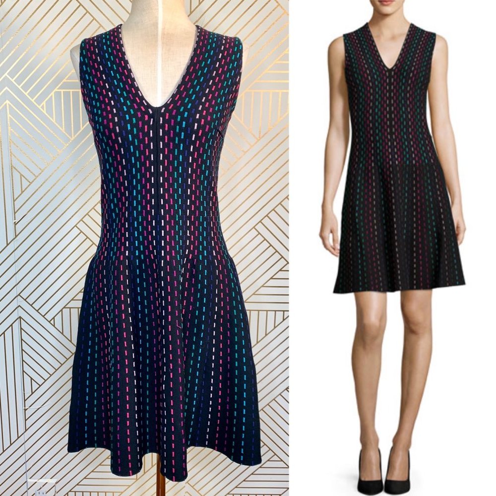 Kate Spade Stripe Sweater Dress In Black Multi